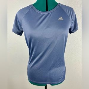 Adidas steel blue short sleeved workout shirt size M.